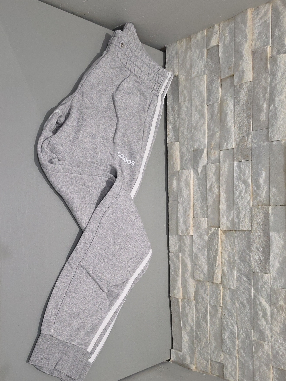 adidas Light Gray Track Joggers with White Stripes
